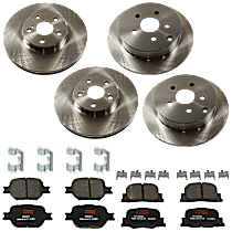 8-Piece Kit Front and Rear Brake Disc and Pad Kit, Plain Surface, 5 Lugs, Ceramic, 2.4L 4Cyl,  Includes (4) Brake Disc and (2) Brake Pad Set