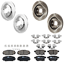 Front and Rear Brake Disc and Pad Kit, Plain Surface, 5 Lugs, Ceramic