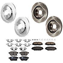 Front and Rear Brake Disc and Pad Kit, Plain Surface, 5 Lugs, Ceramic