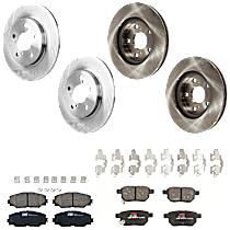 Front and Rear Brake Disc and Pad Kit, Plain Surface, 5 Lugs, Ceramic