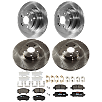 8-Piece Kit Front and Rear Brake Disc and Pad Kit, Plain Surface, 5 Lugs, Ceramic, VDC, 3.0L 6Cyl,  Includes (4) Brake Disc and (2) Brake Pad Set