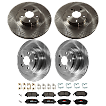 8-Piece Kit Front and Rear Brake Disc and Pad Kit, Plain Surface, 5 Lugs, Ceramic, Base, 2.5L 4Cyl,  Includes (4) Brake Disc and (2) Brake Pad Set