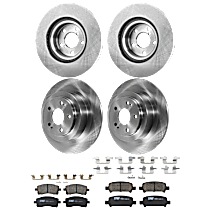 Front and Rear Brake Disc and Pad Kit, Plain Surface, 5 Lugs, Ceramic
