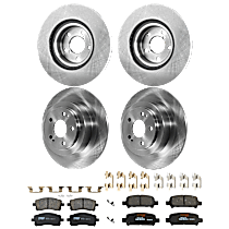 Front and Rear Brake Disc and Pad Kit, Plain Surface, 5 Lugs, Ceramic