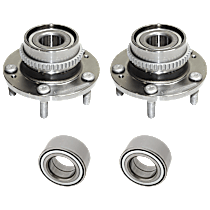 4-Piece Kit Rear, Driver and Passenger Side Wheel Hub, FWD, 5 Lugs, With Bearing,  Includes (2) Wheel Bearing and (2) Wheel Hub