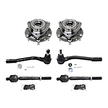 6-Piece Kit Front, Driver and Passenger Side Suspension with Tie Rod Ends and Wheel Hubs
