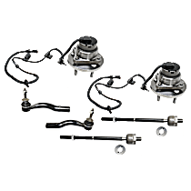 6-Piece Kit Front, Driver and Passenger Side Suspension Kit, Includes (4) Tie Rod End and (2) Wheel Hub
