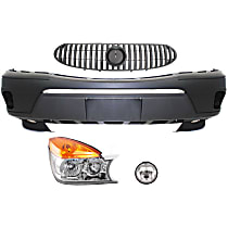 4-Piece Kit Passenger Side Halogen Headlight, With bulb(s), OE Replacement, Includes (1) Bumper Cover, (1) Grille Assembly, (1) Fog Light and (1) Headlight