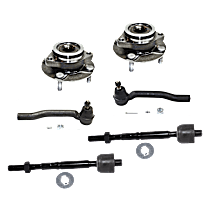6-Piece Kit Front, Driver and Passenger Side Suspension with Tie Rod Ends and Wheel Hubs