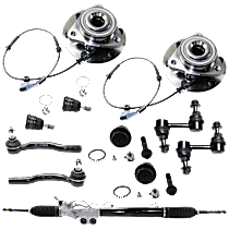 11-Piece Kit Front Suspension Kit, Power Steering,  Includes (4) Ball Joint, (1) Steering Rack, (2) Sway Bar Link, (2) Tie Rod End, and (2) Wheel Hub