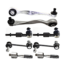 8-Piece Kit Front, Driver and Passenger Side Suspension with Control Arms, Sway Bar Links, and Tie Rod Ends