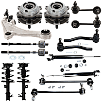 15-Piece Kit Front and Rear, Driver and Passenger Side Suspension Kit, Includes (1) Control Arm, (2) Loaded Strut, (2) Shock Absorber, (4) Sway Bar Link, (4) Tie Rod End, and (2) Wheel Hub