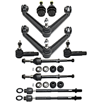 Front, Driver and Passenger Side, Upper Control Arm Kit, Rear Wheel Drive, includes Ball Joints, Sway Bar Links, and Tie Rod Ends