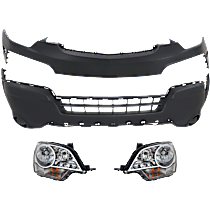 4-Piece Kit Front, Upper and Lower Upper - Primed, Lower - Textured Bumper Cover, Sport Utility,  Includes (2) Bumper Cover and (2) Headlight