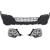 3-Piece Kit Driver and Passenger Side Halogen Headlight, With bulb(s), OE Replacement,  Includes (1) Bumper Cover and (2) Headlight