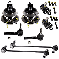 8-Piece Kit Front, Driver and Passenger Side Suspension Kit, Includes (2) Ball Joint, (2) Sway Bar Link, (2) Tie Rod End, and (2) Wheel Hub