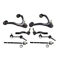 8-Piece Kit Front, Driver and Passenger Side, Upper Control Arm Kit, Link Only, includes (2) Control Arm, (2) Sway Bar Link, and (4) Tie Rod End