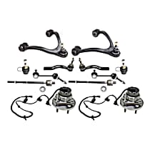 12-Piece Kit Front, Driver and Passenger Side Wheel Hub, Rear Wheel Drive, includes Ball Joints, Control Arms, Sway Bar Links, and Tie Rod Ends
