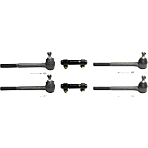 6-Piece Kit Front, Driver and Passenger Side, Inner and Outer Tie Rod End, includes Tie Rod Adjusting Sleeve