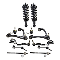 14-Piece Kit Front, Driver and Passenger Side Fully Loaded Strut with Ball Joints, Control Arm Bushings, Control Arms, Sway Bar Links, and Tie Rod Ends, Sedan