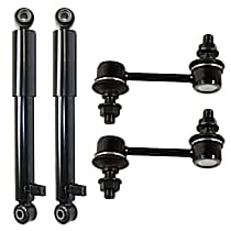 4-Piece Kit Rear, Driver and Passenger Side Suspension Includes Shock Absorber and Sway Bar Link