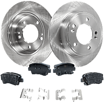 4-Piece Kit Rear Brake Disc and Pad Kit, Plain Surface, 5 Lugs, Organic, Cast Iron, Pro-Line Series