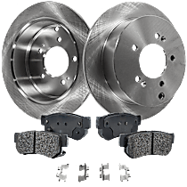 4-Piece Kit Rear Brake Disc and Pad Kit, Plain Surface, Ceramic, 5 Lugs, Cast Iron, Includes (2) Brake Disc and (1) Brake Pad Set, Pro-Line Series