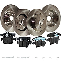 Front and Rear Brake Disc and Pad Kit, Plain Surface, 5 Lugs, Ceramic, Cast Iron, Pro-Line Series