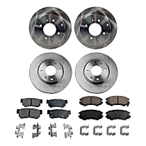 Front and Rear Brake Disc and Pad Kit, Plain Surface, 4 Lugs, Ceramic, Cast Iron, Pro-Line Series