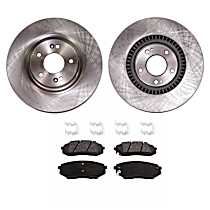 4-Piece Kit Front Brake Disc and Pad Kit, Plain Surface, 5 Lugs, 12.6 in., Ceramic, Pro-Line Series
