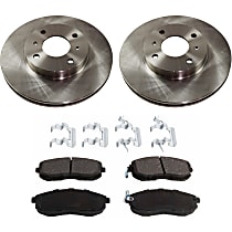 Front Brake Disc and Pad Kit, Plain Surface, 4 Lugs, Ceramic, Cast Iron, Pro-Line Series