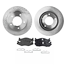 Front Brake Disc and Pad Kit, Plain Surface, 5 Lugs, Semi-Metallic, Cast Iron, Pro-Line Series