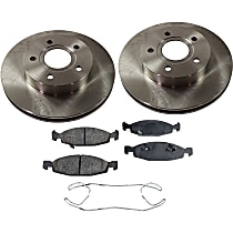 Front Brake Disc and Pad Kit, Plain Surface, 5 Lugs, Ceramic, Cast Iron, Pro-Line Series