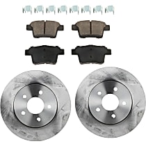 Rear Brake Disc and Pad Kit, Plain Surface, 5 Lugs, Ceramic, Cast Iron, Pro-Line Series