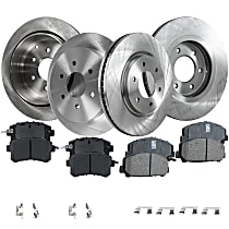 Front and Rear Brake Disc and Pad Kit, Plain Surface, 6 Lugs, Ceramic, Cast Iron, Pro-Line Series