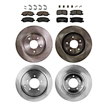 Front and Rear Brake Disc and Pad Kit, Plain Surface, 5 Lugs, Ceramic, Cast Iron, Pro-Line Series