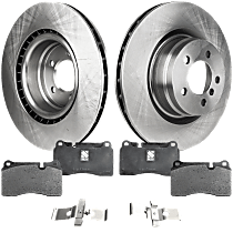 Front Brake Disc and Pad Kit, Plain Surface, 5 Lugs, Organic, Cast Iron, Pro-Line Series
