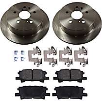4-Piece Kit Rear Brake Disc and Pad Kit, Plain Surface, 5 Lugs, 288.04 mm, Ceramic, Base, 3.3L 6Cyl, Pro-Line Series  Includes (2) Brake Disc and (1) Brake Pad Set
