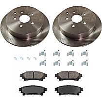 4-Piece Kit Rear Brake Disc and Pad Kit, Plain Surface, 5 Lugs, Ceramic, Cast Iron, Pro-Line Series