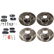 Front and Rear Brake Disc and Pad Kit, Plain Surface, 5 Lugs, Ceramic, Cast Iron, Pro-Line Series