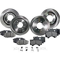 Front and Rear Brake Disc and Pad Kit, Plain Surface, 5 Lugs, Ceramic, Cast Iron, Pro-Line Series
