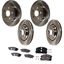8-Piece Kit Front and Rear Brake Disc and Pad Kit, Plain Surface, 5 Lugs, Copper-Free Ceramic, 2.0L 4Cyl, Pro-Line Series  Includes (4) Brake Disc and (2) Brake Pad Set