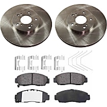 Front Brake Disc and Pad Kit, Plain Surface, 5 Lugs, Ceramic, Includes Shims and hardware, Standard Front Caliper, Pro-Line Series