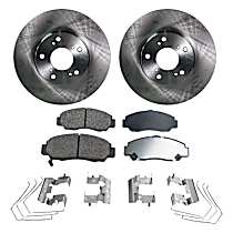 Front Brake Disc and Pad Kit, Plain Surface, 5 Lugs, Organic, Cast Iron, Pro-Line Series