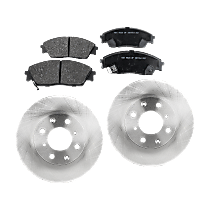 Front Brake Disc and Pad Kit, Plain Surface, 4 Lugs, Organic, Cast Iron, Pro-Line Series