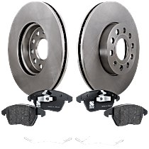 Front Brake Disc and Pad Kit, Plain Surface, 5 Lugs, Organic, Cast Iron, Pro-Line Series