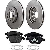 4-Piece Kit Front Brake Disc and Pad Kit, Plain Surface, 5 Lugs, 288.04 mm, Organic, 2.5, 2.5L 5Cyl, Pro-Line Series  Includes (2) Brake Disc and (1) Brake Pad Set