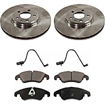 Front Brake Disc and Pad Kit, Plain Surface, 5 Lugs, Organic, Cast Iron, Pro-Line Series