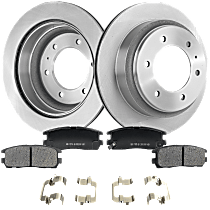 Rear Brake Disc and Pad Kit, Plain Surface, 6 Lugs, Ceramic, Cast Iron, Pro-Line Series