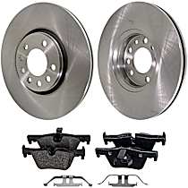 4-Piece Kit Rear Brake Disc and Pad Kit, Plain Surface, 5 Lugs, Organic, Cast Iron, Pro-Line Series